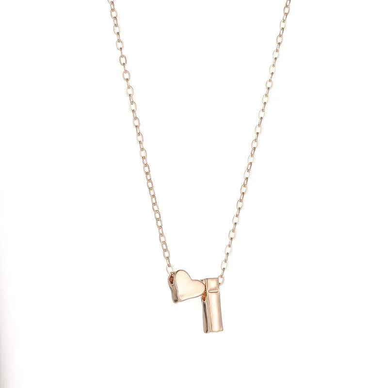 cross europe and america fashion 26 english letter necklace creative peach heart clavicle chain