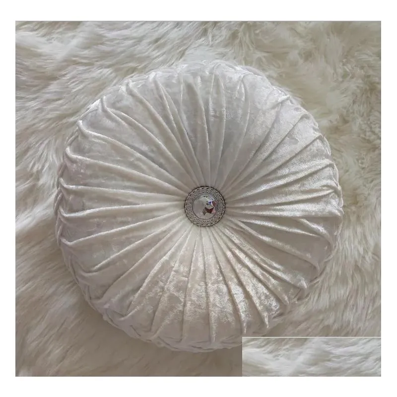 Cushion/Decorative Pillow Veet Pleated Round Pumpkin Throw Pillow For Couch Floor Cushion Decorative Home Sofa Chair Bed Car Drop Deli Dhcad