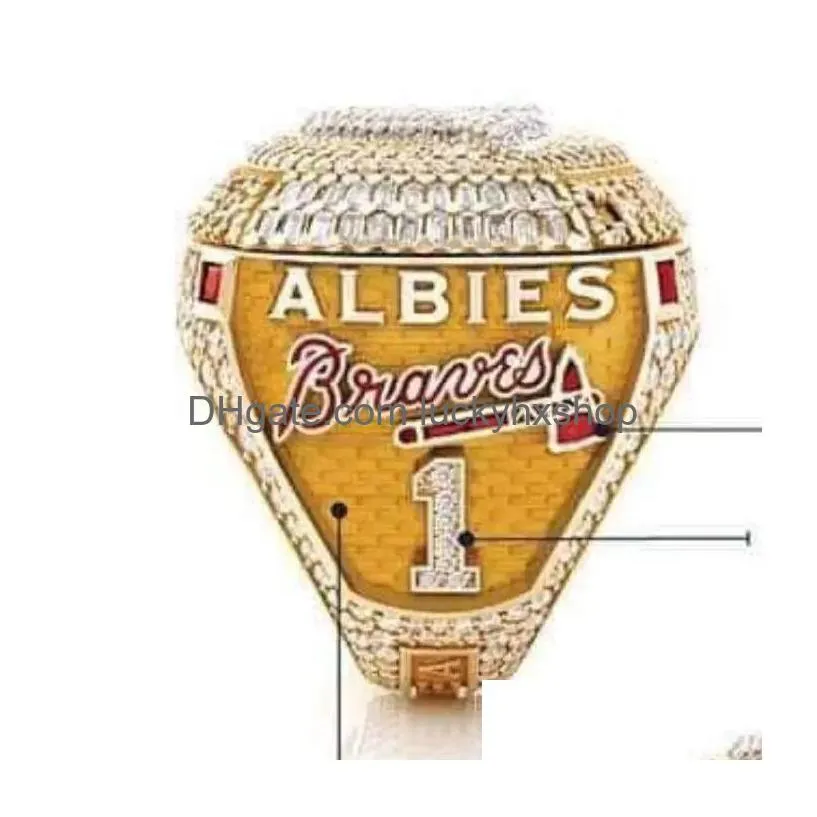 Top-Grade Aaaadd 9 Players Name Ring Soler Man Albies 2021 2022 World Series Baseball Braves Team Championship With Wooden Display Bo Dhstb