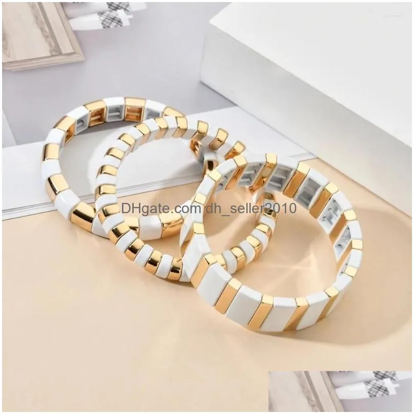 Charm Bracelets Stacking Enamel Bracelet Homme Uni Fashion Bangles For Men Friendship Alloy Sport Femme 2024 Drop Delivery Dhzpd