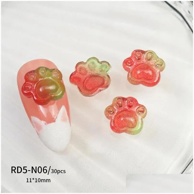 nail art decorations 30 pcs bear`s- cute charms parts for nails 3d transparent rhinestones accessories diy design manicure