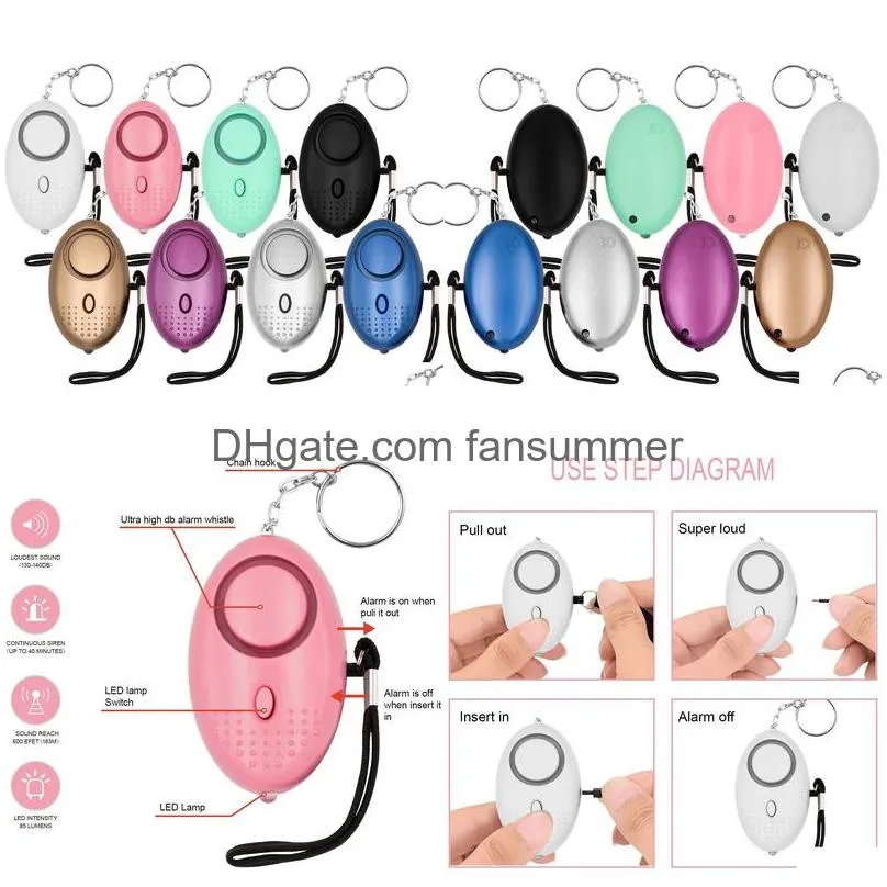 Anti-Lost Alarm Wholesale 100X Personal Self Defense Alarm Girl Women Old Man Security Protect Alert Safety Scream Loud Keychain 130Db Dhxdu