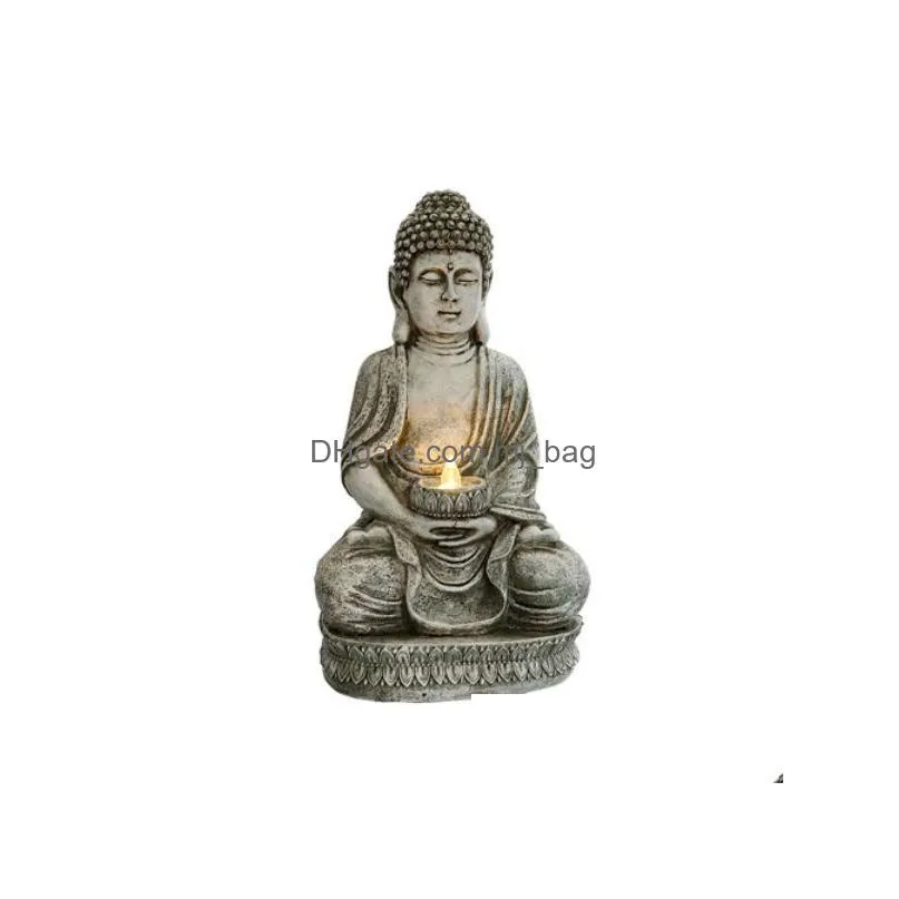 Chinese Style Products Meditating Sitting Buddha Solar Lights Outdoor Garden Patio Statue Drop Delivery Home Garden Arts, Crafts Gifts Dh4Rk