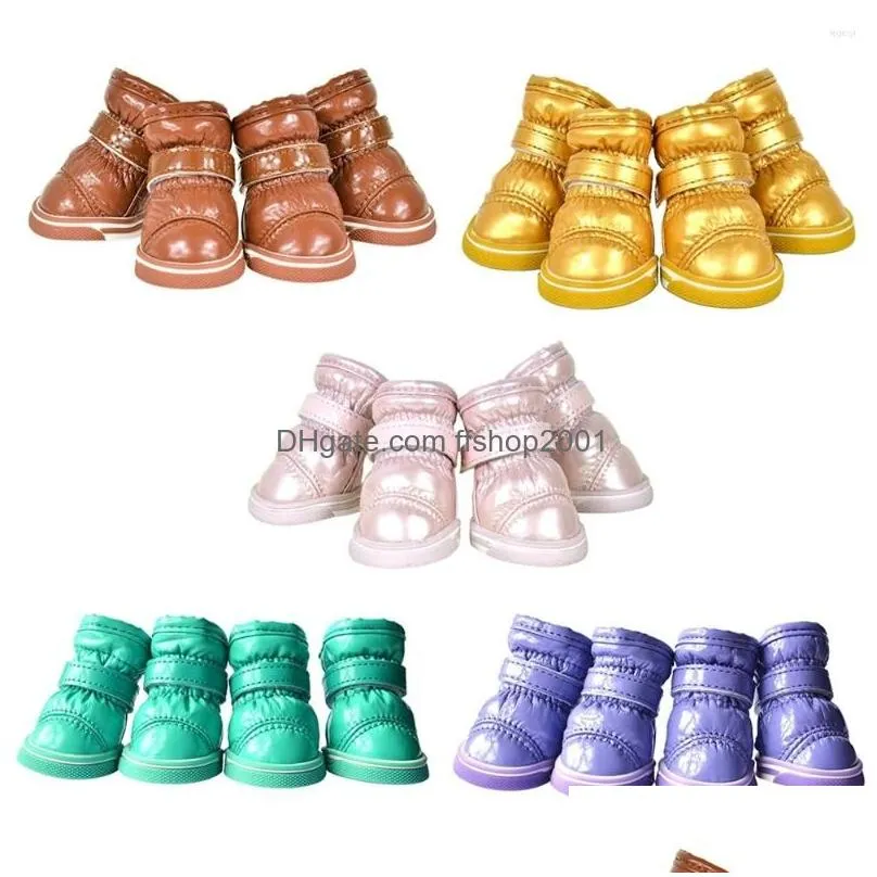 dog apparel 4 pcs/sets waterproof winter shoes for small dogs warm fleece puppy pet snow boots chihuahua yorkies teddy