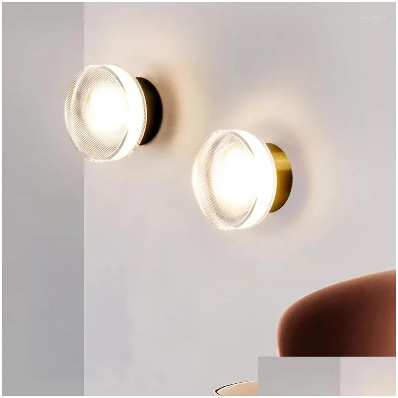 Wall Lamp Modern Led Glass Sconce Light For Living Room Aisel Corridor Bedroom Bathroom Home Decoration Indoor Lighting Drop Delivery Dhzji