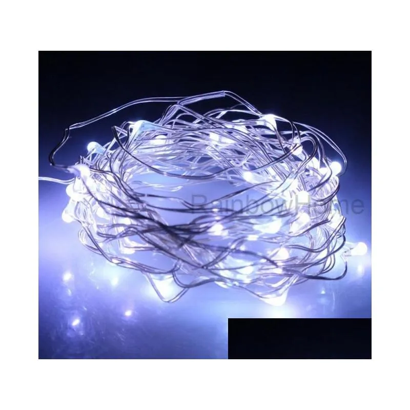 aa battery power operated led copper silver wire fairy lights string 2m  5m christmas xmas home party bike decoration seed lamp