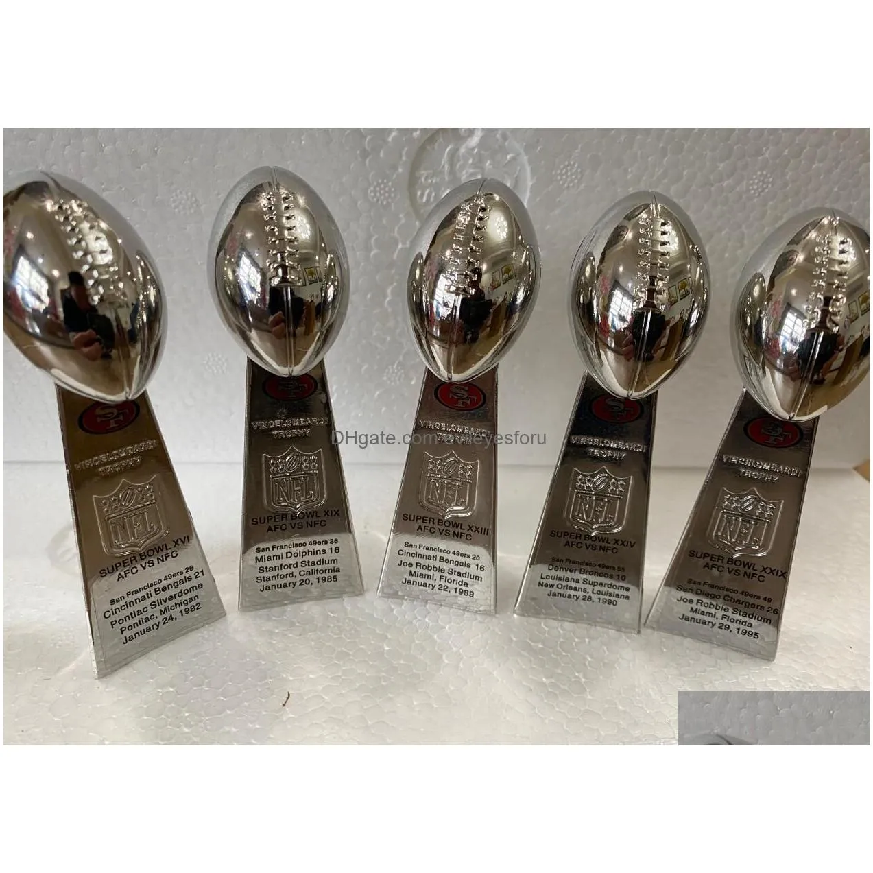 5Pcs Sf Football Team Champions Championship Ring Lombardi Trophy Souvenir Men Women Boy Fan Brithday Gift 2023 Hip Hop Jewelry Drop Dh3Hf