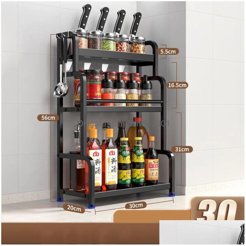 storage holders 2/3layers kitchen rack stainless steel seasoning chopsticks shelf knife jar kitchen accessories organizer wholesale