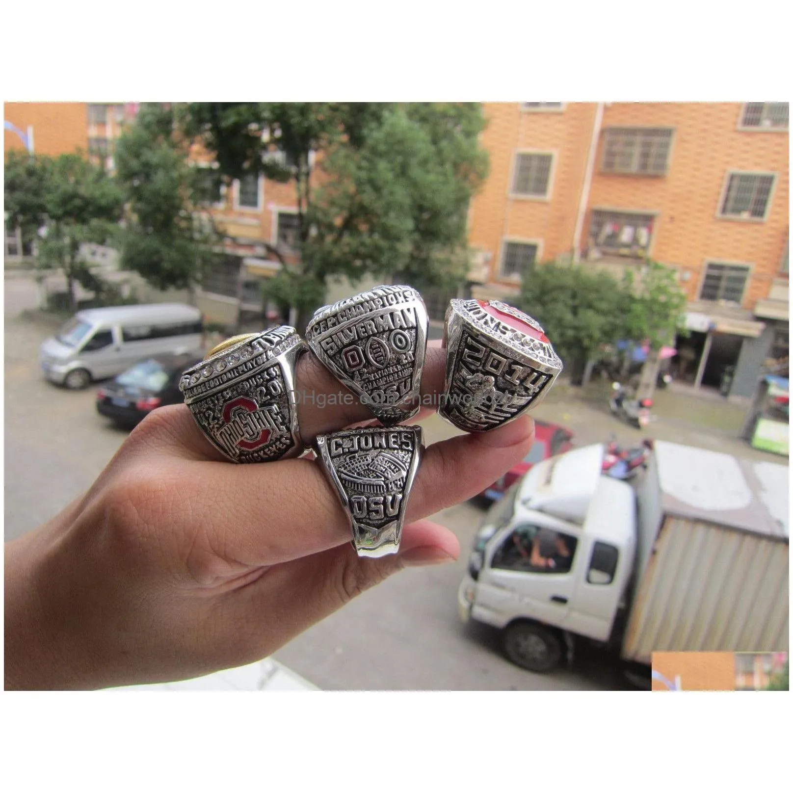 ohio state 4pcs football national championship ring with wooden display box souvenir men fan gift wholesale drop 