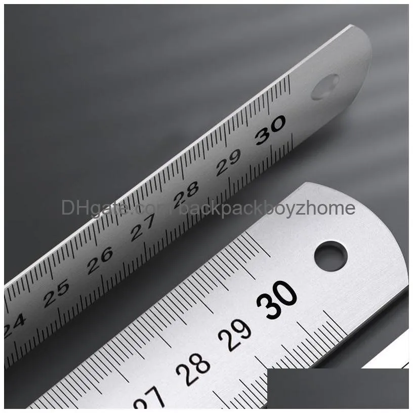 Other Office & School Supplies Wholesale 30Cm/12Inch Metal Rers Aluminum Alloy Double Side Straight Rer Measuring Tool Study Student S Dh5Ll
