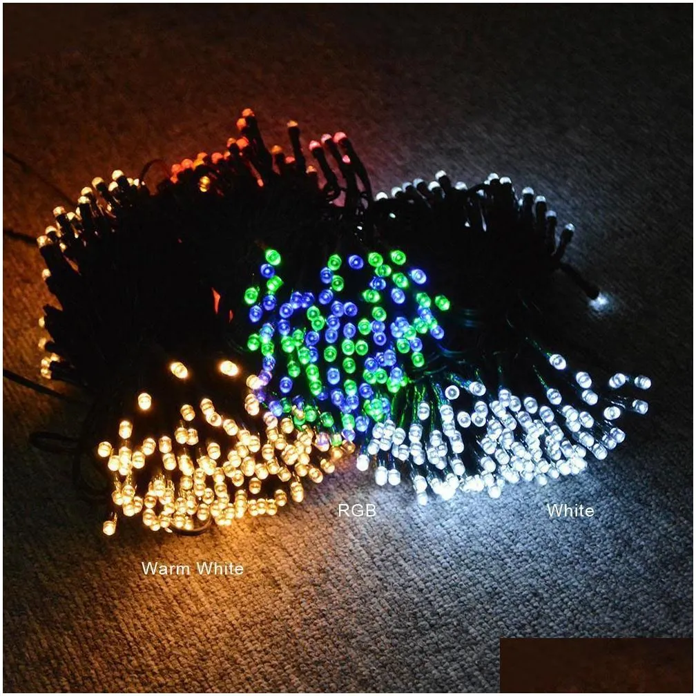 dhs 7m 12m 22m solar lamps led string lights 100/200 leds outdoor fairy holiday christmas party garlands solar lawn garden lights