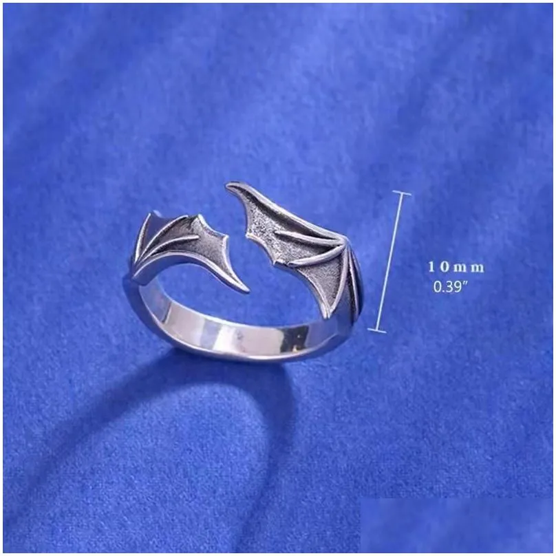 Wedding Rings 1Pcs Vintage Angel Demon Wing Couples For Women Men Matching Trendy Promise Paired Ring Jewelry Engagement Anillos Drop Dh21R