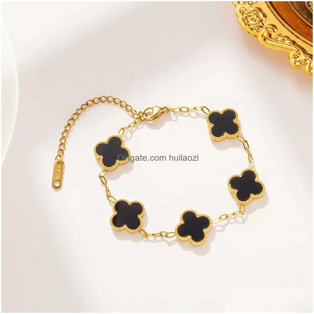 2023 jewelry actress designer van clover four-leaf clover wide bracelet for women southern simple five-flower fritillaria lucky clover bracelet for girls