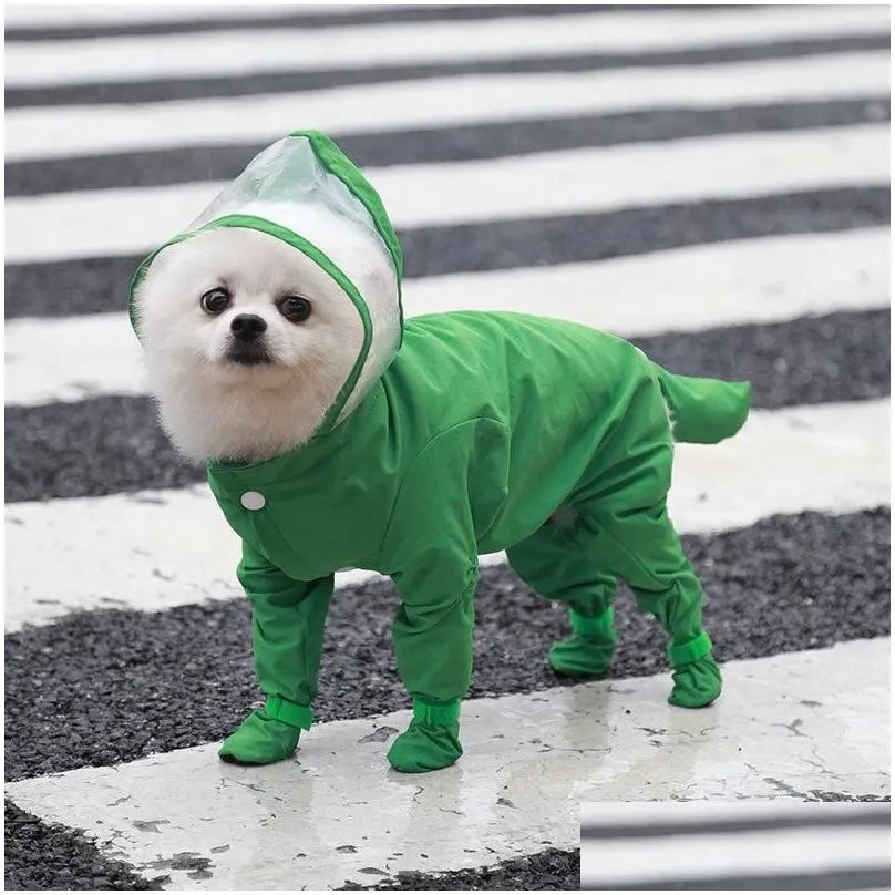 Dog Apparel Raincoat Outdoor Pet Jumpsuit Rain Coats Waterproof Clothes Jacket Boots Shoes For Small Cat Chihuahua S-Xldog Drop Deliv Dh6Fr