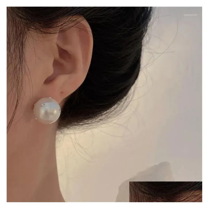 stud earrings classic double side simulated crystal pearl for women gift luxury designerjewelry