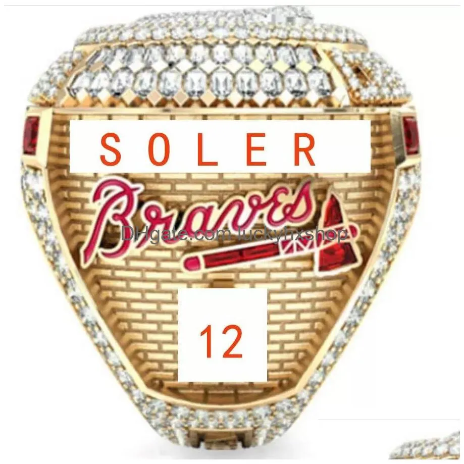 Top-Grade Aaaadd 9 Players Name Ring Soler Man Albies 2021 2022 World Series Baseball Braves Team Championship With Wooden Display Bo Dhstb