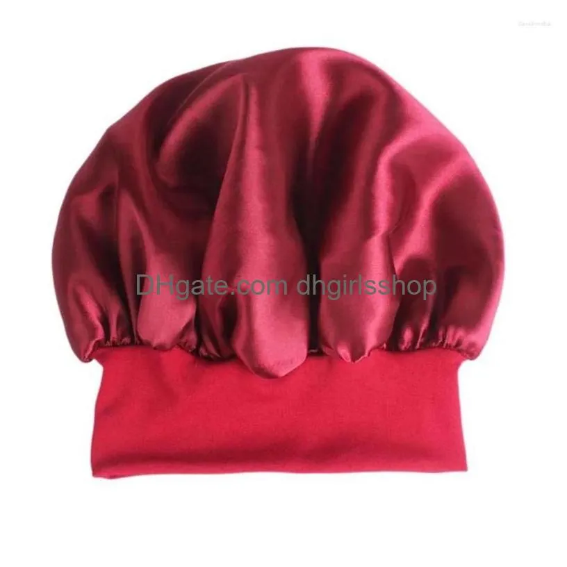 Berets 32 X32Cm Sleep Cap Lady Slee Hair Wrap Miss Stretchy Headbands Drop Delivery Dhjb7