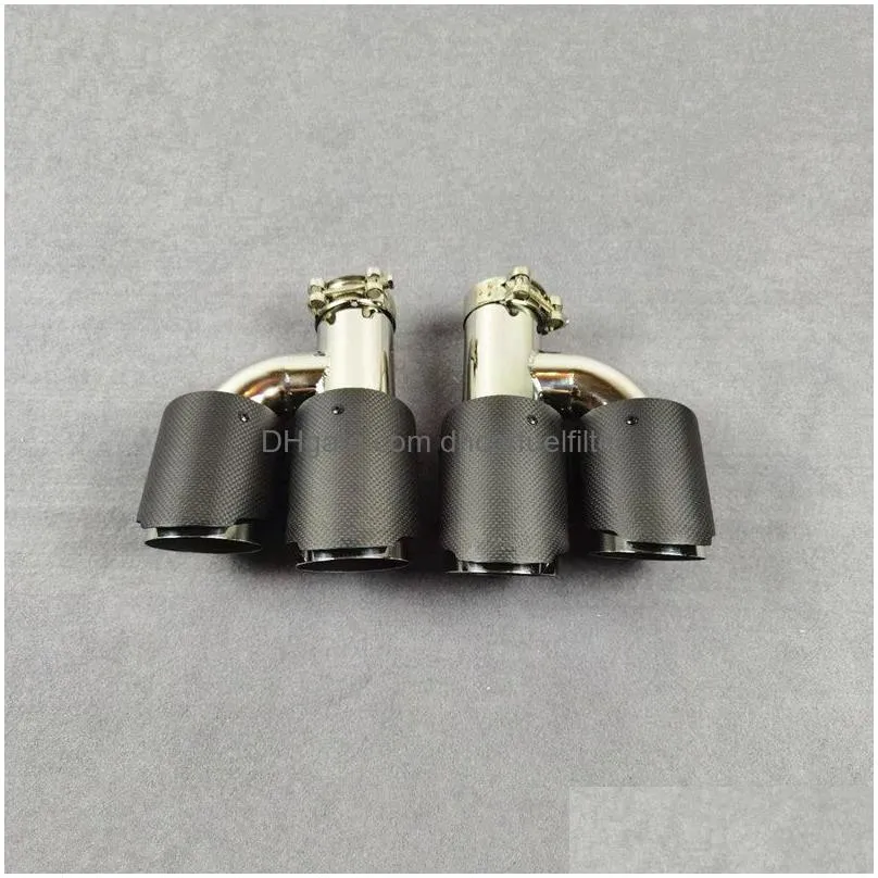h style exhaust muffler tips universal matte carbon fiber with stainless steel car pipe auto exhausts end pipes