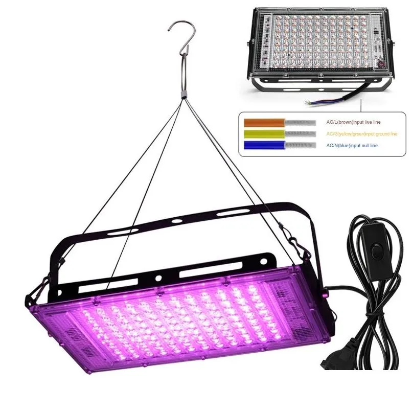 50w 100w led grow lights 220v purple phyto light with plug plant lamps for greenhouse hydroponic flower seeding
