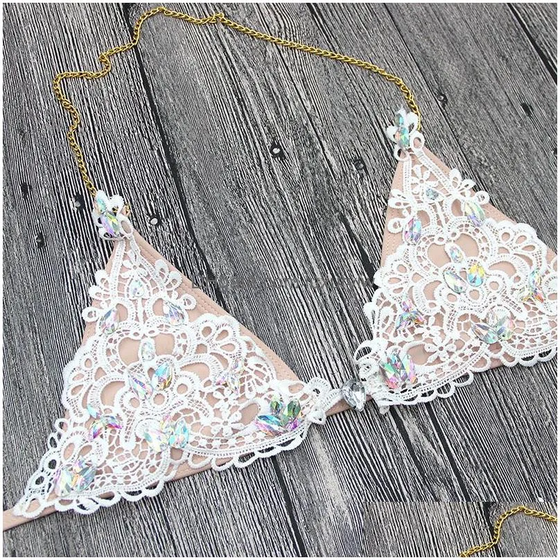 Bikinis Set Ladies Sequin Rhinestone Crystal Bikini Swimwear Triangle Female Low Waist Banded Swimsuit1 Drop Delivery Otej7