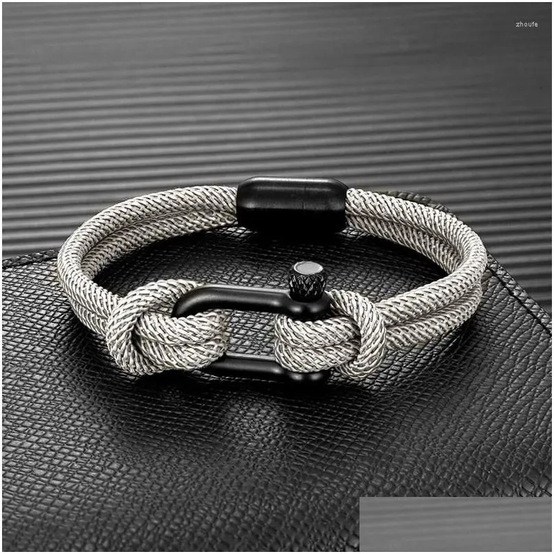 charm bracelets mkendn personalised mens nautical double strand rope bracelet with bolt clasp stainless steel magnet buckle