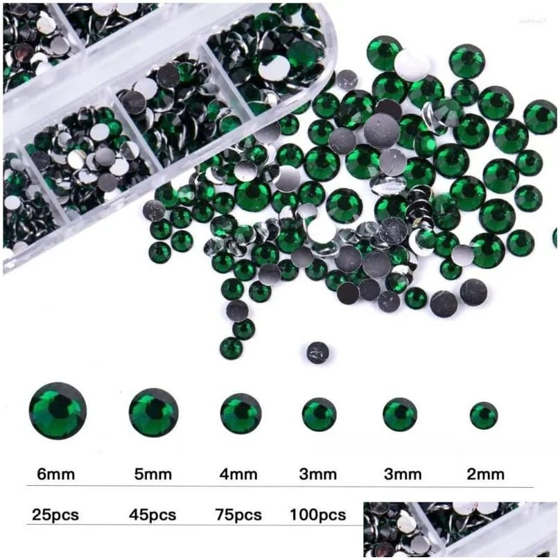 nail art decorations 12grids 3d glass crystal rhinestone non fix flatback round bead jewelry charm gem stones diamond manicure parts