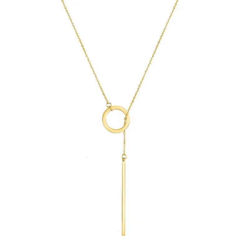 emanco stainless steel clavicle chain geometric round short necklace accessories