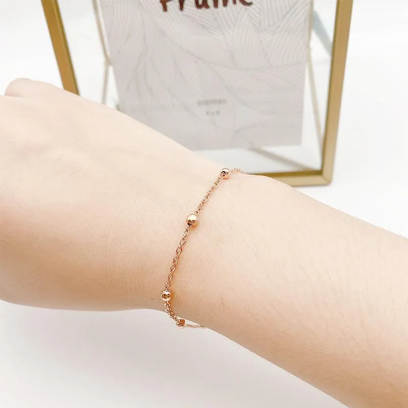 temperament titanium steel 18k rose gold round bead bracelet with gold accessories girls gift accessories pendant jewelry