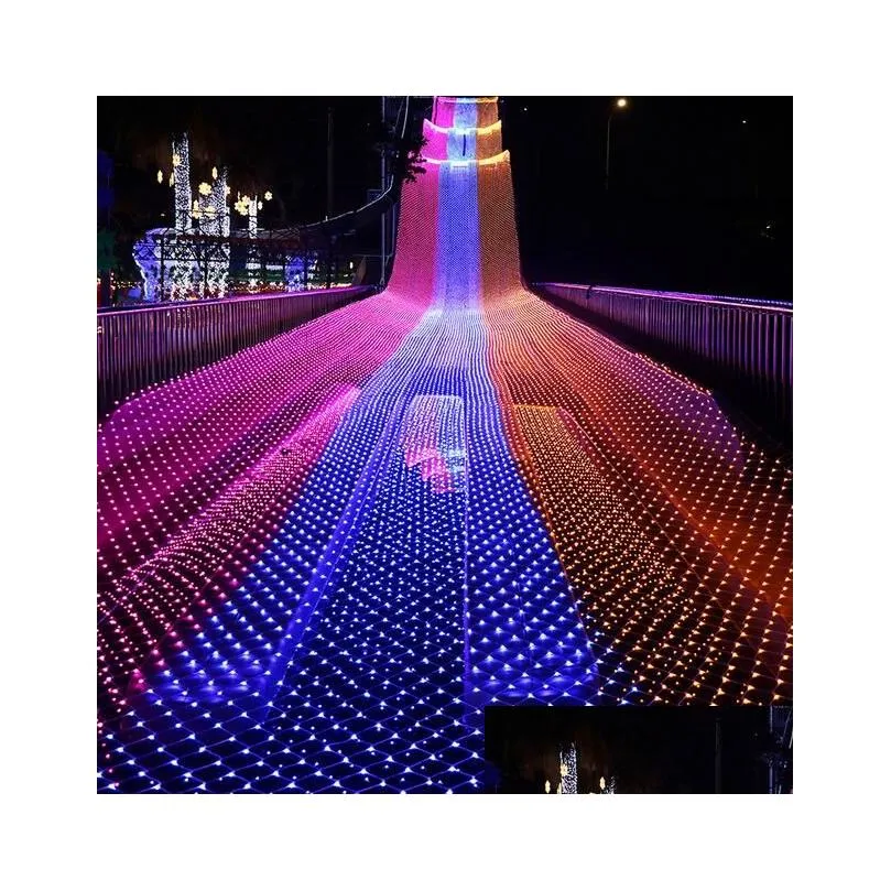 led 1.5mx1.5m 100 leds web net fairy christmas home garden light curtain net lights net lamps