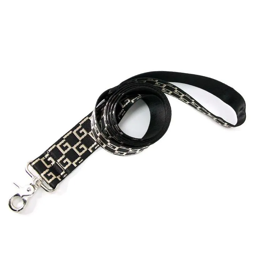 Dog Collars & Leashes Fashion Esigner Letters Print Dog Collars Leashes Outdoor Casual Adjustable Dogs Neck Strap Lead Leash Cute Pet Dh5N7