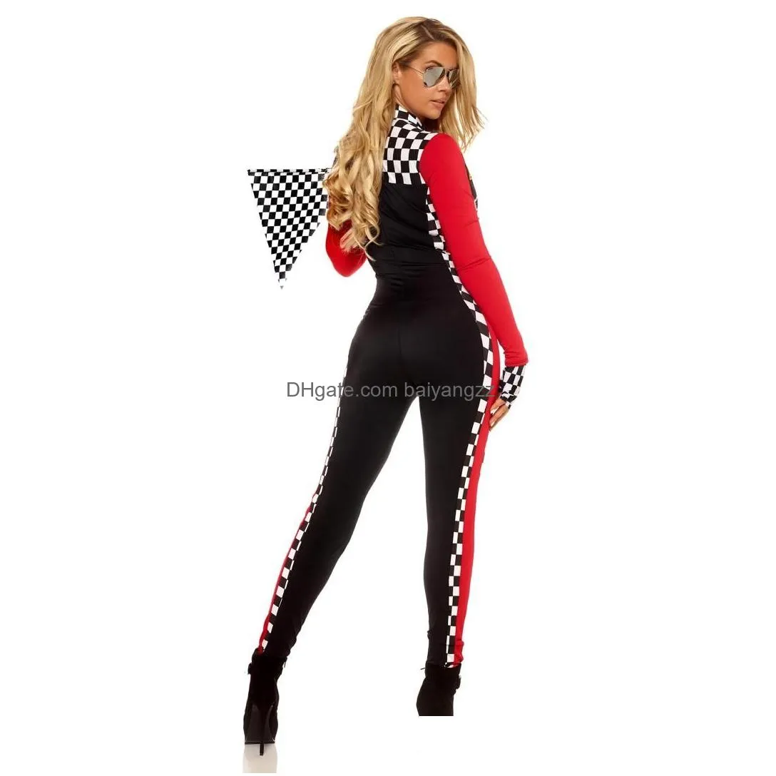 women sexy racer girl jumpsuit racing race car driver costume263q