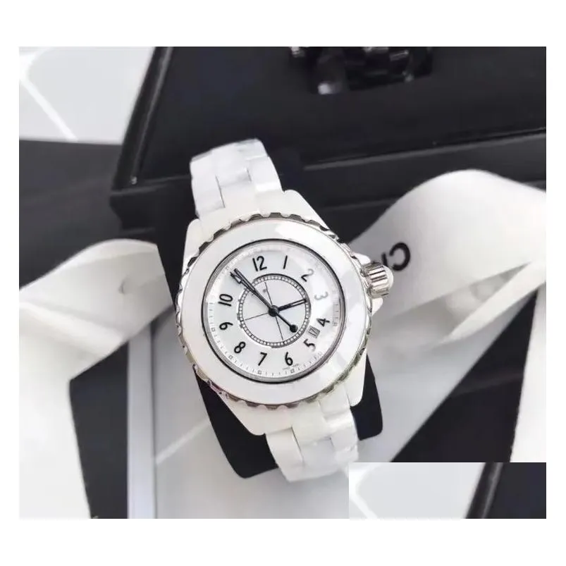 Women`S Watches Classic Elegant Designer Watch Womens Fashion Simple Watches 34Mm Ceramics Women Black White Color Wristwatches C849 Dhoyl