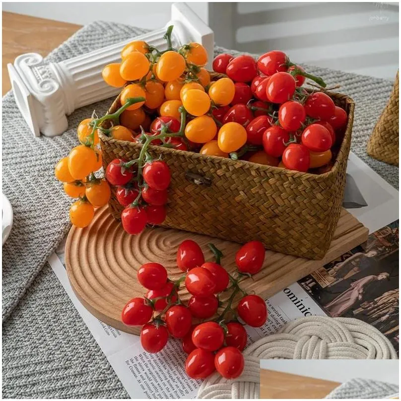 decorative flowers simulation tomatoes artificial cherry fake fruit tomato model vegetable kitchen props wedding party home decor