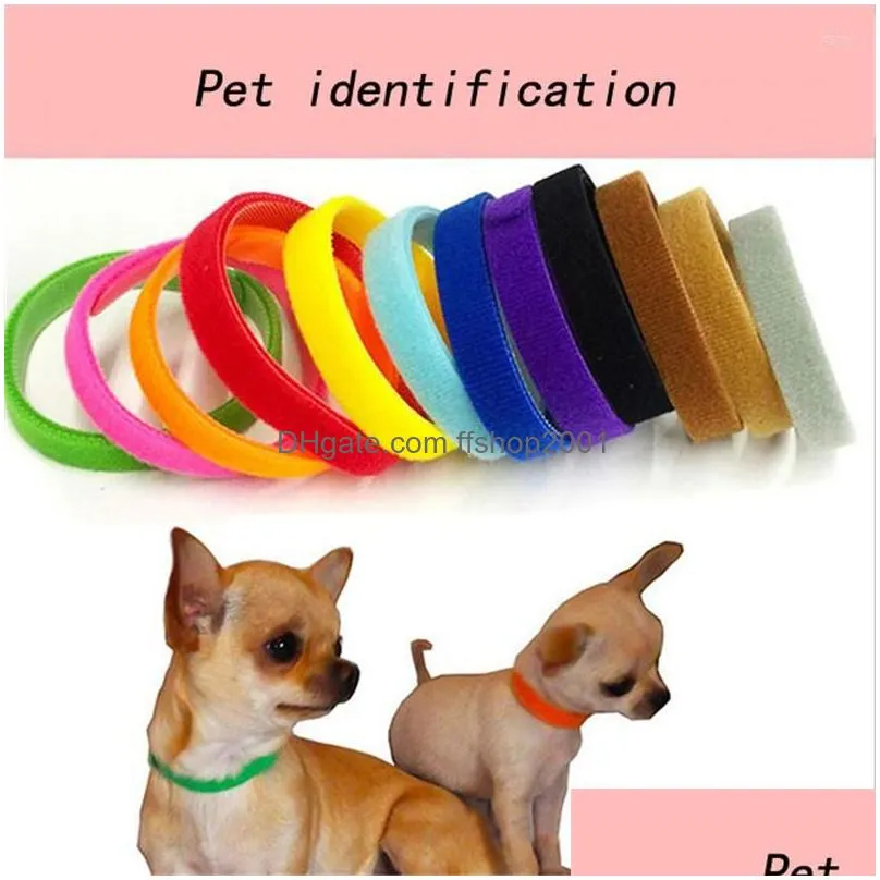 dog collars 12 pcs/set puppy born pets identify adjustable nylon small pet kitten necklace id