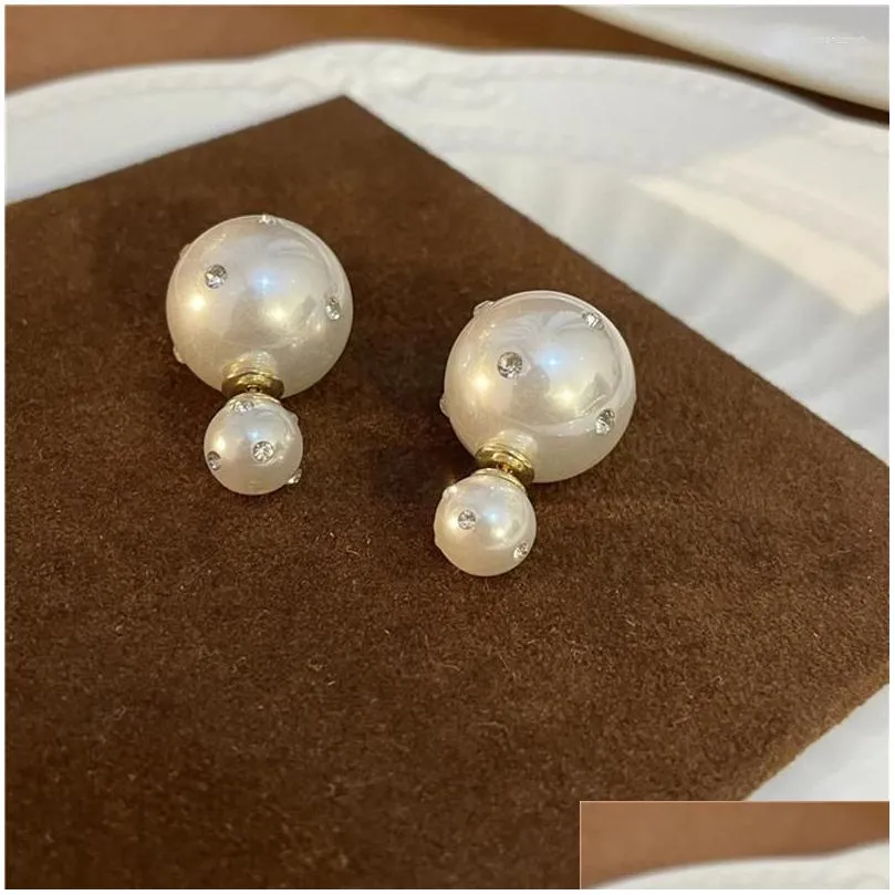 stud earrings classic double side simulated crystal pearl for women gift luxury designerjewelry