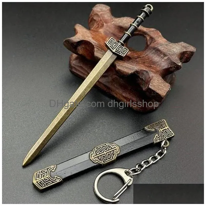 Keychains & Lanyards Keychains Creative Chinese Ancient Sword Pendant Keychain Vintage Alloy Keyrings For Women Men Trendy Keyring Ho Dh2P5