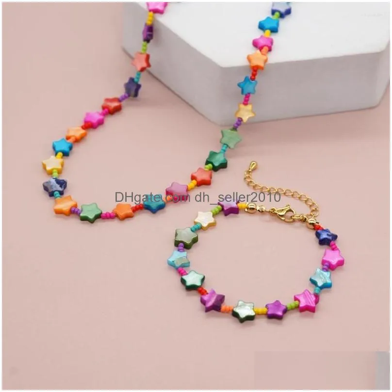 Chains Go2Boho Bohemian Candy Style Necklaces And Bracelet Set For Women Colorf Seed Bead Boho Charm Accessorie Fashion Tend Jewelry Dhe7Q