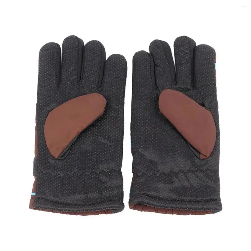 cycling gloves polyester fiber comfortable grip thickened fleece lining blue brown windproof riding for motorcycle