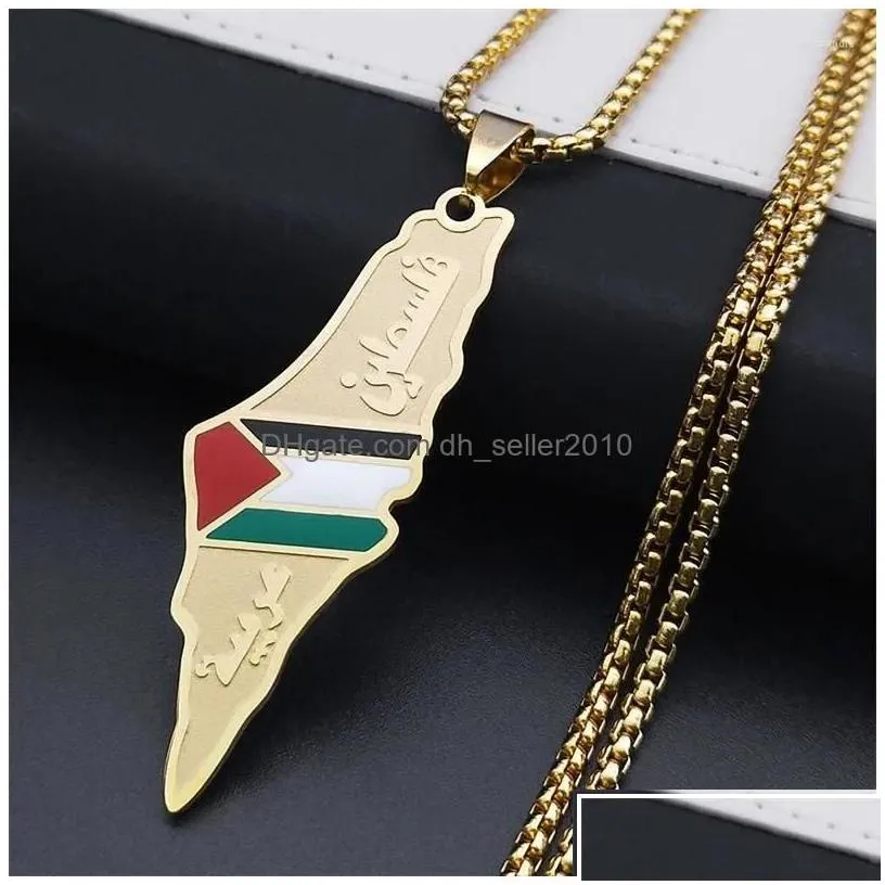 pendant necklaces stainless steel drop glue palestinian flag map necklace. drop delivery dhxpy