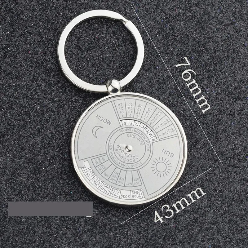 metal chinese and english calendar keychain pendant personality creative keychain pendant custom company logo