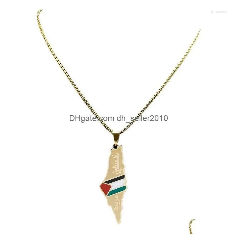 pendant necklaces stainless steel drop glue palestinian flag map necklace. drop delivery dhxpy