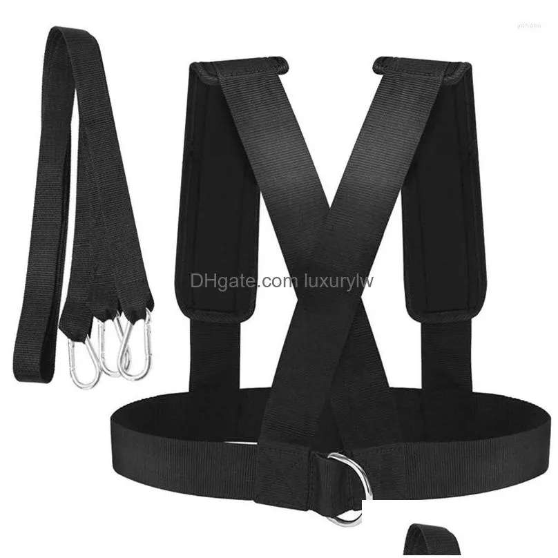 Accessories 1 Pcs Sport Black Fitness Equipment Shoder Harness Gym Pl Sled Drag Speed Weight Training Workout Strap Normal Drop Deliv Otorq