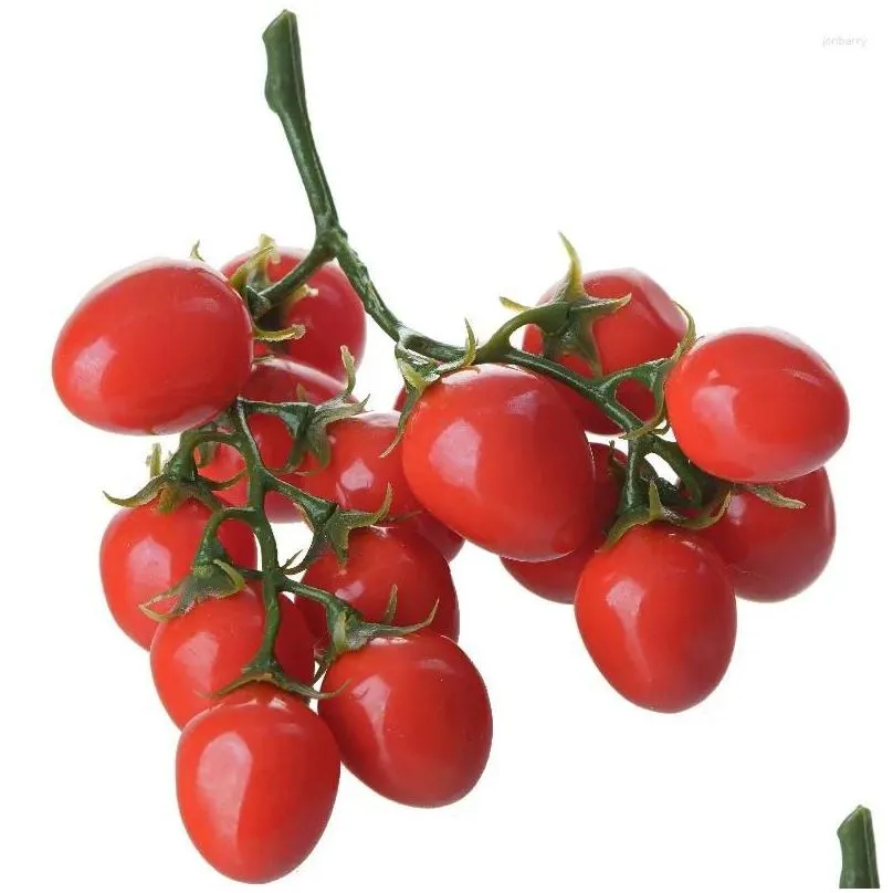 decorative flowers simulation tomatoes artificial cherry fake fruit tomato model vegetable kitchen props wedding party home decor