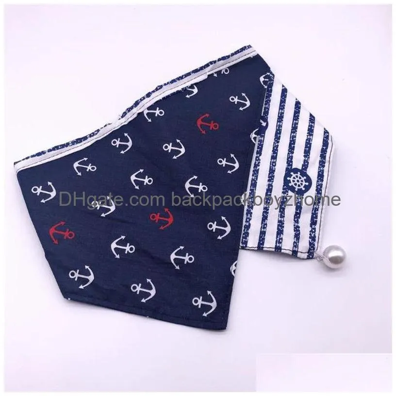 Dog Apparel Trendy Printed Pet Saliva Towels 2 Pattern Lovely Charm Bandanas Fashion Soft Touch Cat Dog Cute Triangle Drop Delivery Ho Dhynq