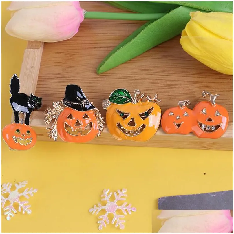 Pins, Brooches Pins Brooches Pumpkin Halloween Cartoon Enamel Brooch Pin Collar Badge Jewelry Gift Uni Drop Delivery Jewelry Dhhyn