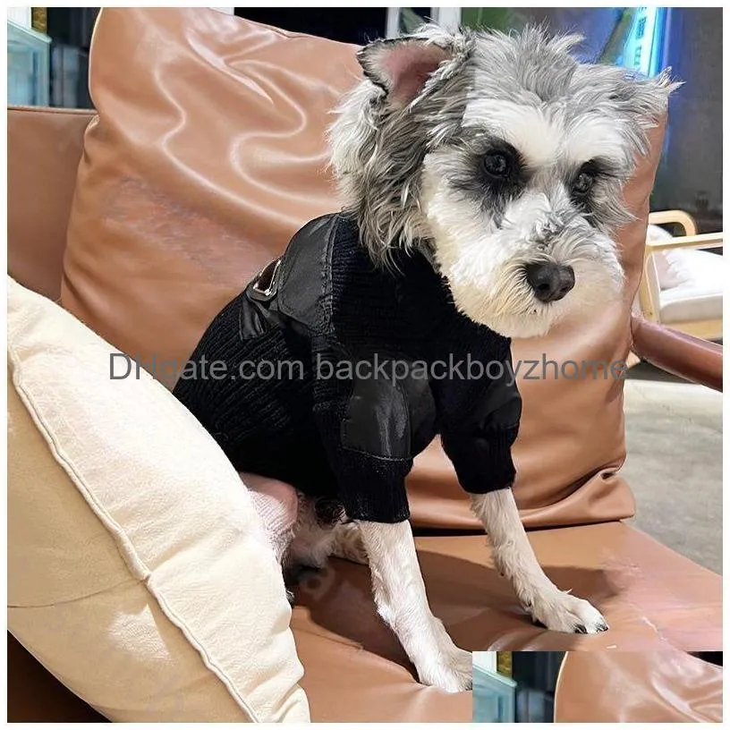 Dog Apparel Triangle Dog Plover Knitwear Designer Winter Cat Print Warm Shirt Schnauzer Bichon Corgi Teddy Pet Sweatshirt Drop Deliver Dhz03