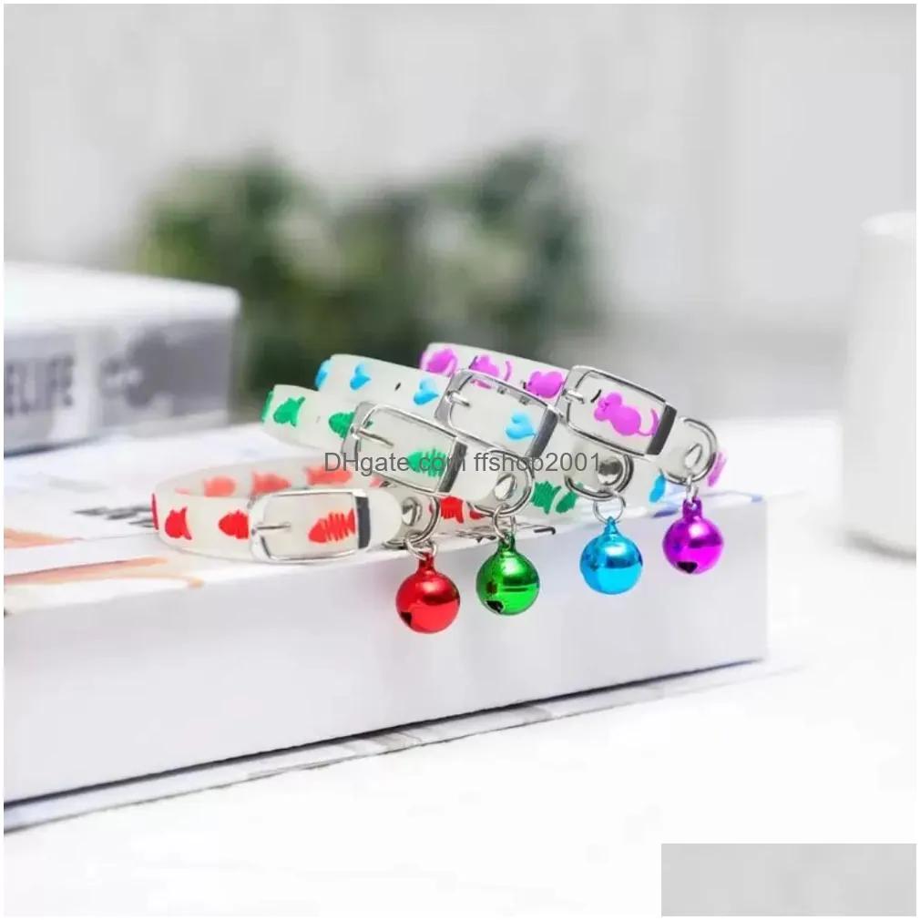  pet glowing collars with bells glow at night dogs cats necklace light luminous collar anti-lost cpa5710