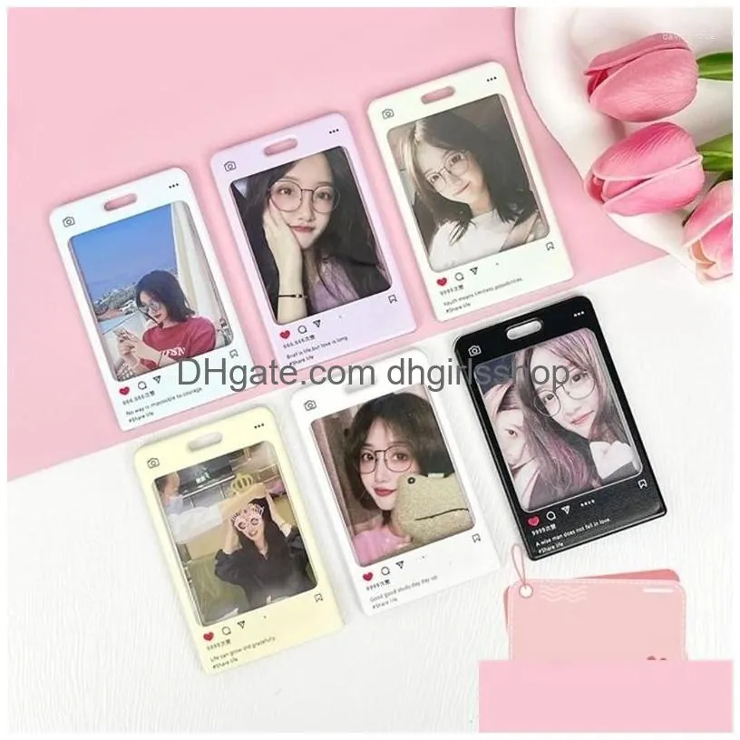 Keychains & Lanyards Keychains Creative Acrylic Ferre Transparent Keychain Card Holder Kpop Pocard Idol Pos Sleeve Postcards Drop Del Dhial