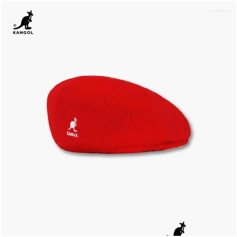 Berets Original Kangol Wool Beret 504 Cap Men Women Hat Fashion Ladies Solid Color Casual Winter Hats Autumn And Drop Delivery Dhthl