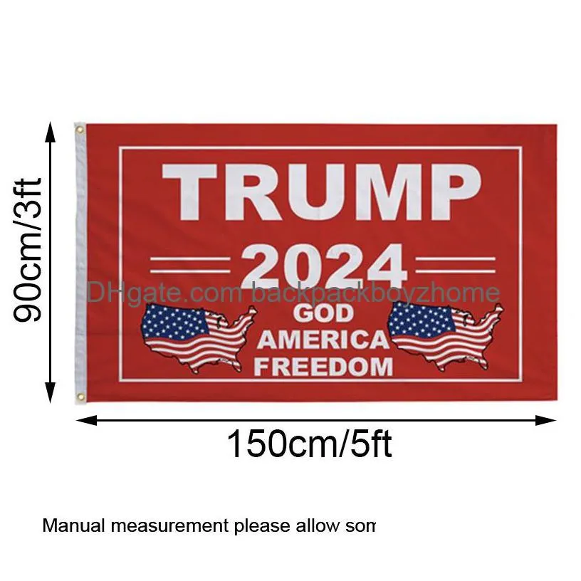 Banner Flags 90X150Cm/3X5Ft Trump 2024 Flag U.S. General Election Banner 2 Copper Grommets Save America Again Flags Polyester Outdoor Dhfug